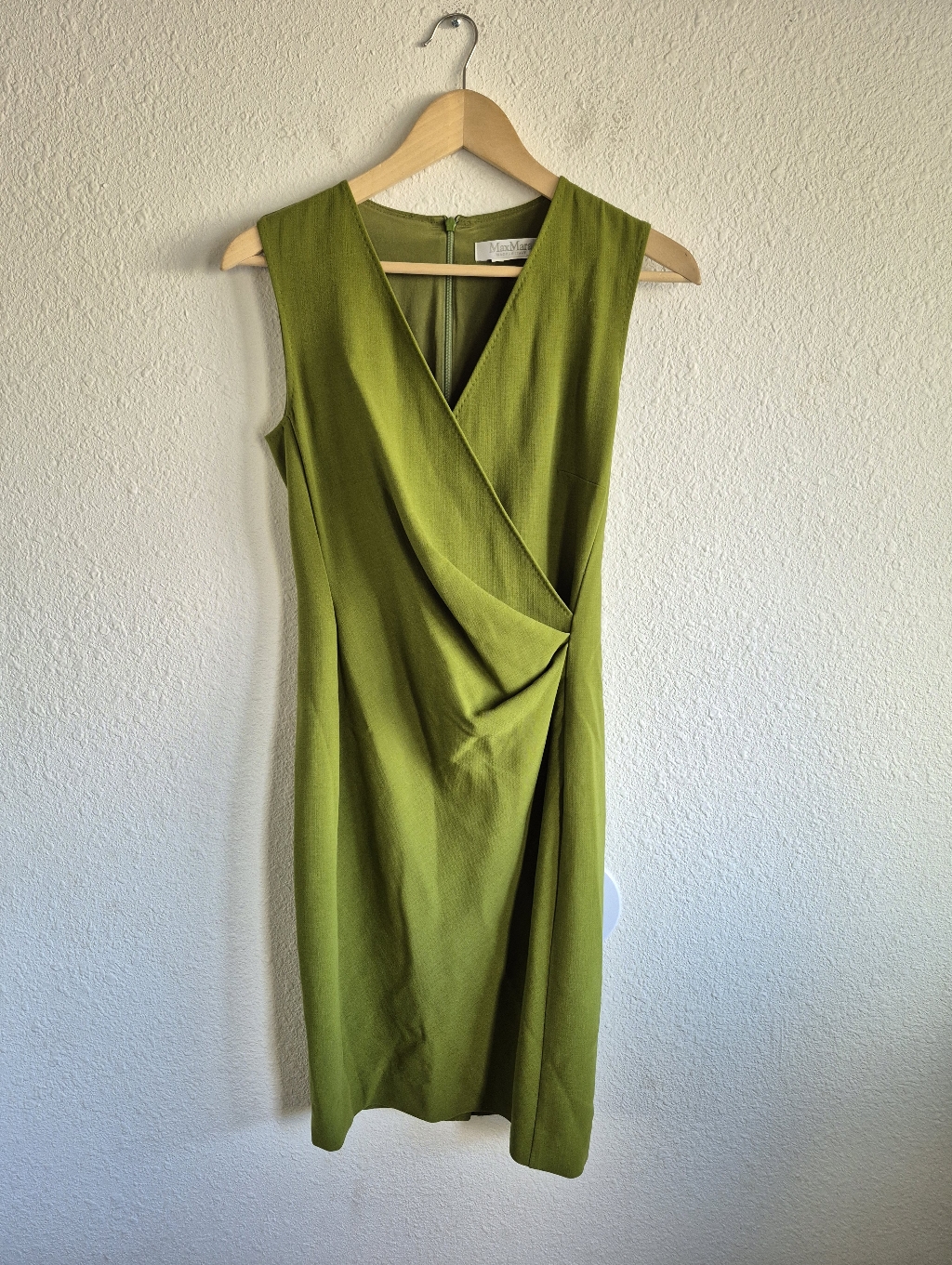 Max Mara Green Faux Wrap Dress Made In Italy Womens Size 8